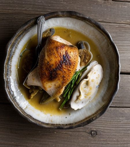 Pan Roasted Chicken With Oyster Dressing recipe image