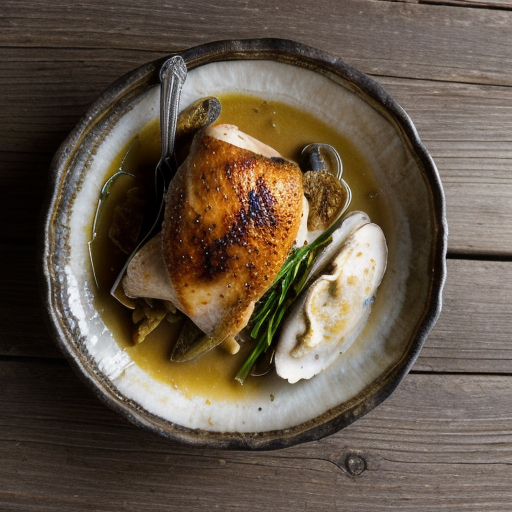 Pan Roasted Chicken With Oyster Dressing recipe image