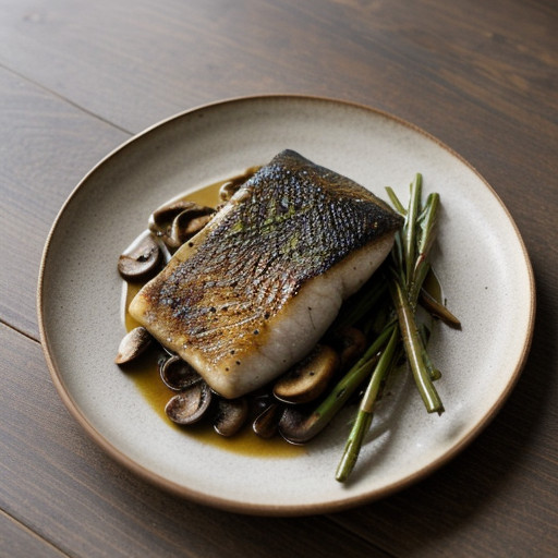 Pan-Roasted Sea Bass With Wild Mushrooms *Jb recipe image
