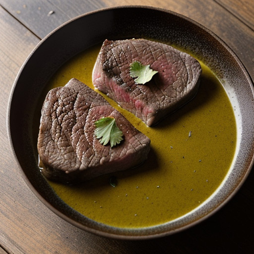 Pan-Sauteed Steaks With Garlic-Mustard Sauce - Bon Appeti recipe image