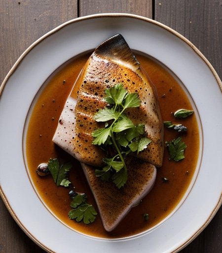 Pan Seared Peppered Swordfish With Red Onion recipe image