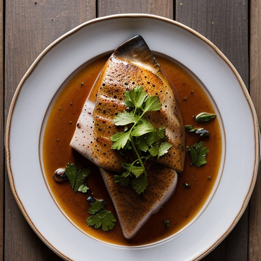 Pan Seared Peppered Swordfish With Red Onion recipe image