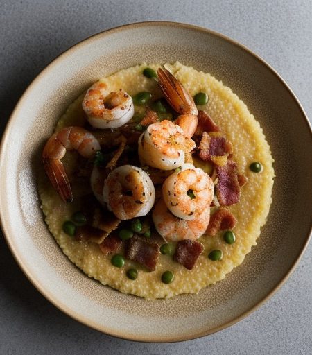 Panseared Grits With Spiced Shrimp & Bacon (T recipe image