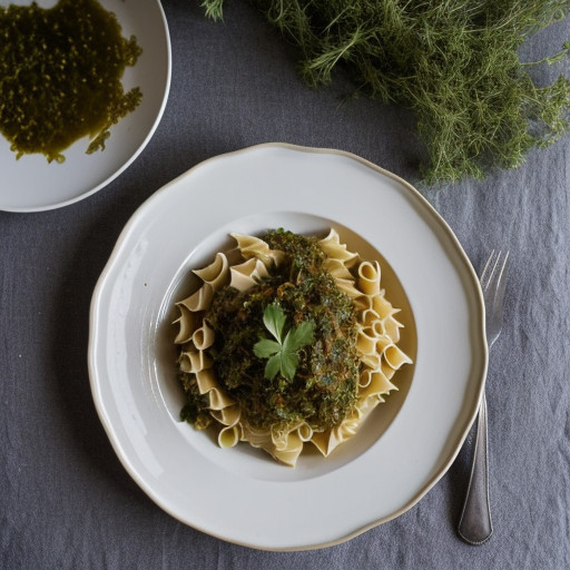 Parsley & Garlic With Olive Oil Over Pasta recipe image