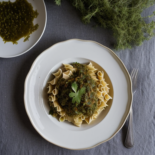 Parsley & Garlic With Olive Oil Over Pasta recipe image