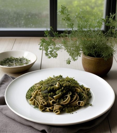 Parsley and Garlic With Olive Oil Over Pasta recipe image