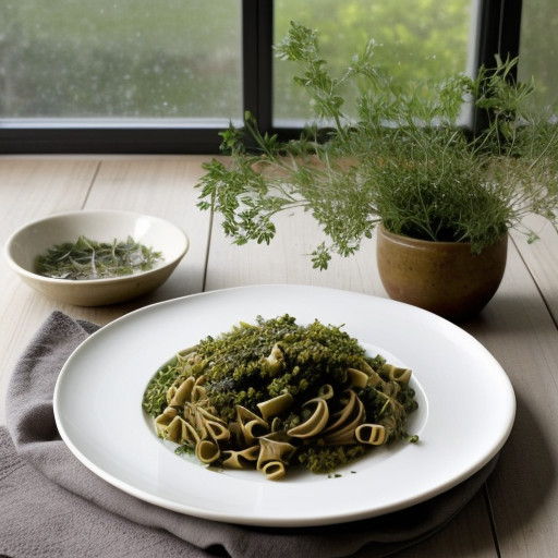 Parsley and Garlic With Olive Oil Over Pasta recipe image