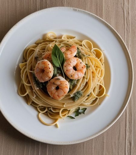 Pasta Ala Oglio With Shrimp recipe image