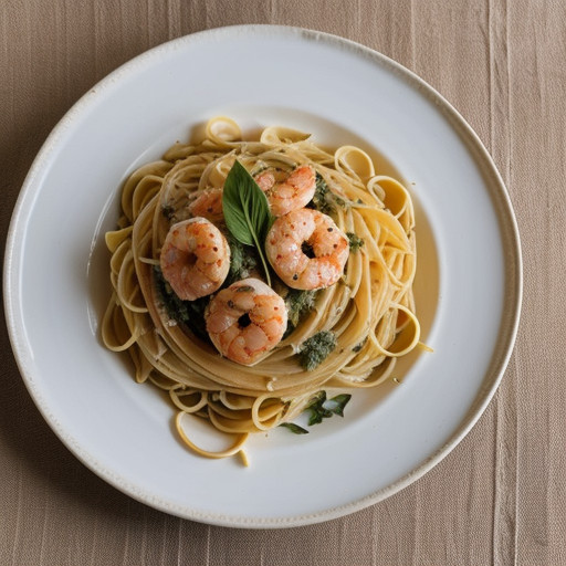 Pasta Ala Oglio With Shrimp recipe image