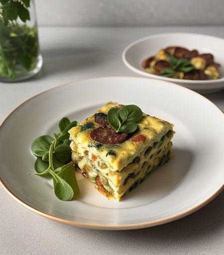 Pasta Frittata With Watercress & Sausage recipe image