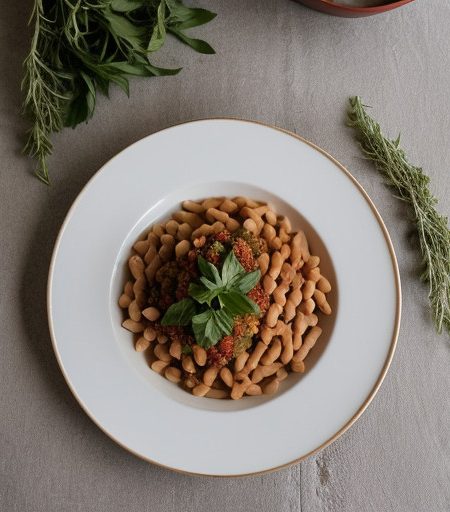 Pasta & Garbonzo Beans With Roasted Red Pep recipe image