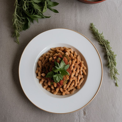 Pasta & Garbonzo Beans With Roasted Red Pep recipe image