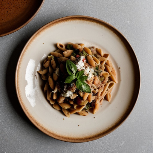 Pasta & Garbonzo Beans With Roasted Red Peppe recipe image