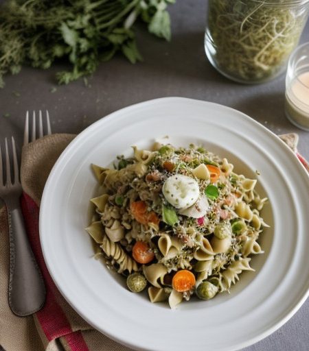 Pasta Salad With Artichoke Hearts & Sprouts recipe image