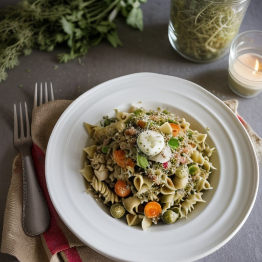 Pasta Salad With Artichoke Hearts & Sprouts recipe image