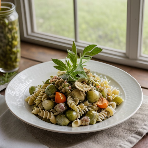 Pasta Salad With Artichoke Hearts & Sprouts recipe image