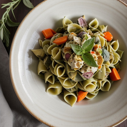 Pasta Salad With Artichokes & Sprouts recipe image