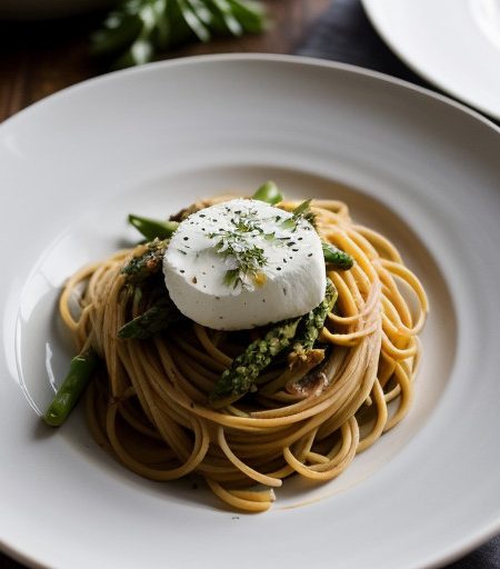 Pasta W/ Smoked Mozzarella~ Asparagas & Dried recipe image