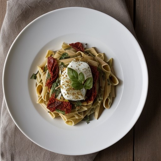 Pasta W/ Smoked Mozzarella, Asparagas & Dried Tomatoes recipe image