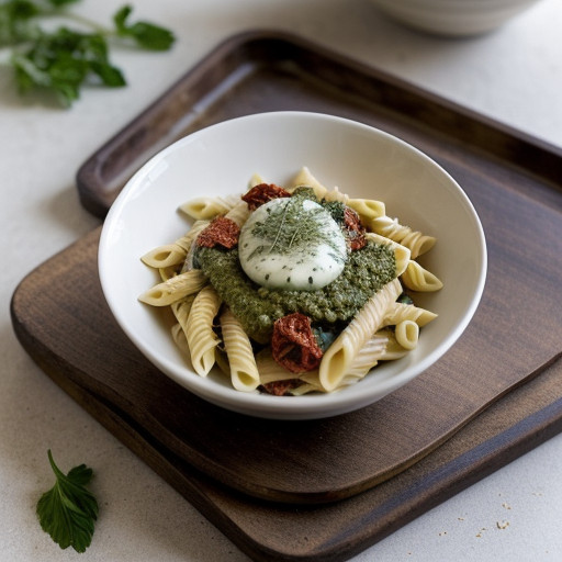Pasta W/Bechamel and Pesto recipe image