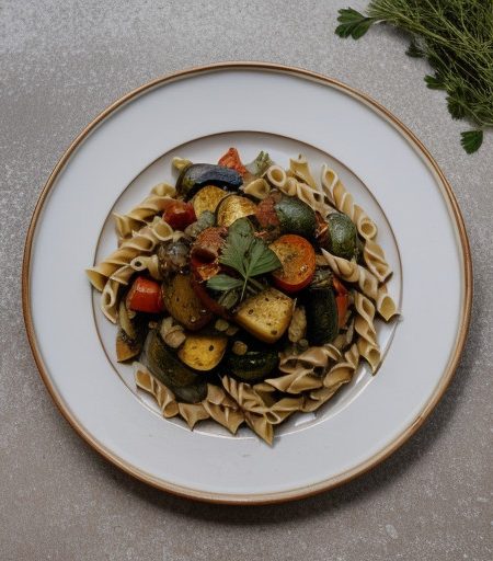 Pasta W/Roasted Vegetables & Balsamic Vineg recipe image