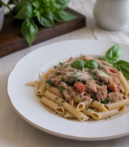 Pasta W/Tuna & Fresh Basil recipe image