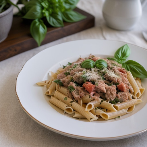 Pasta W/Tuna & Fresh Basil recipe image