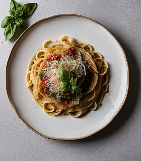 Pasta Wit Fresh Basil~ Tomato & Parmesan recipe image