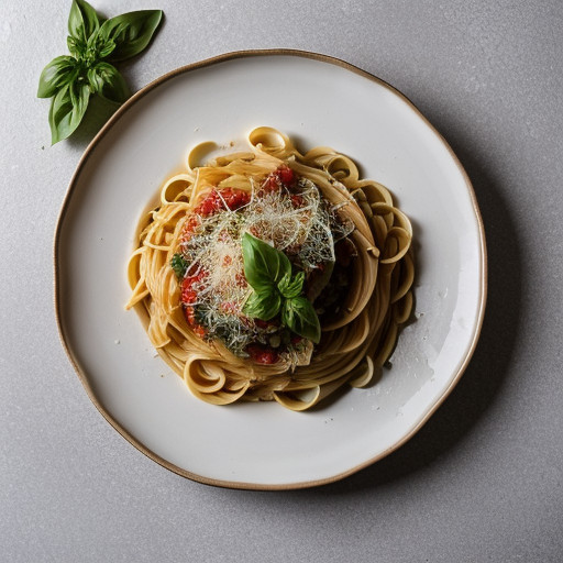 Pasta Wit Fresh Basil~ Tomato & Parmesan recipe image