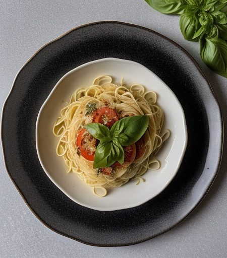 Pasta Wit Fresh Basil, Tomato and Parmesan recipe image