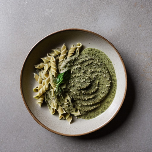 Pasta With Alfredo-Pesto Sauce - Bon Appetit recipe image