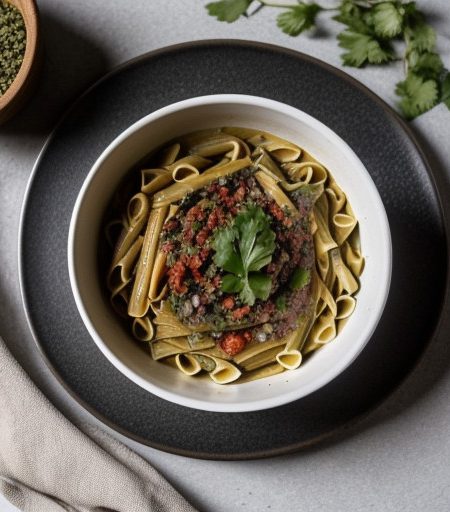 Pasta With Black Bean Cilantro Sauce recipe image