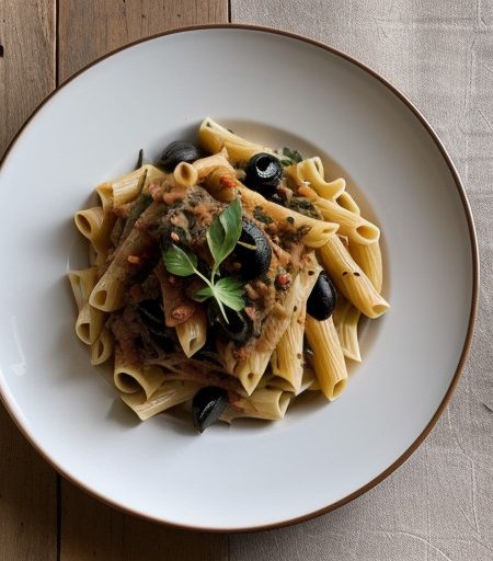 Pasta With Black Olives recipe image