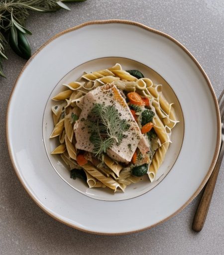 Pasta With Creamy Vegetables recipe image