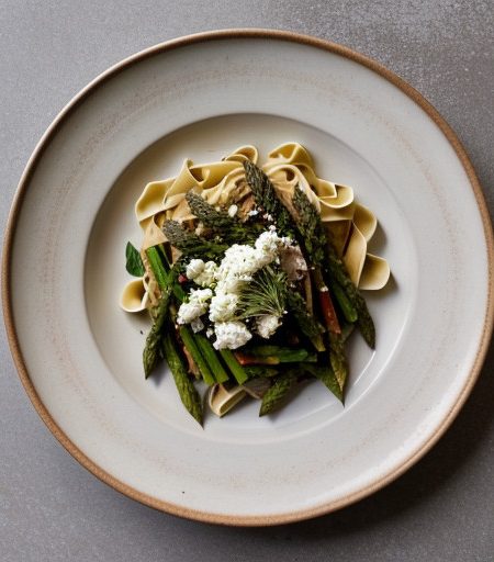 Pasta With Goat Cheese & Asparagus recipe image