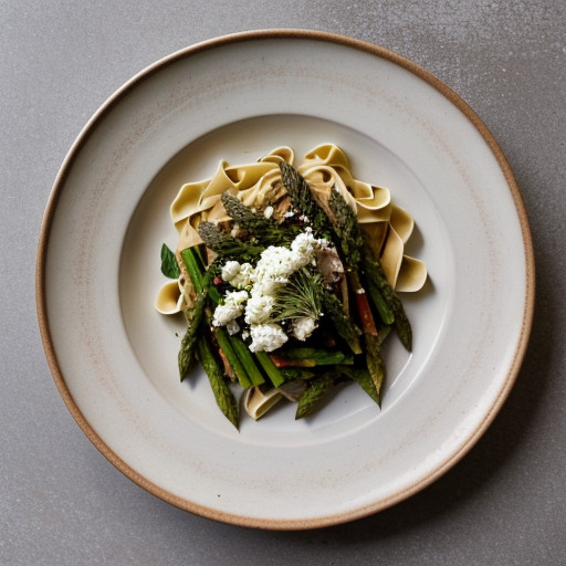 Pasta With Goat Cheese & Asparagus recipe image