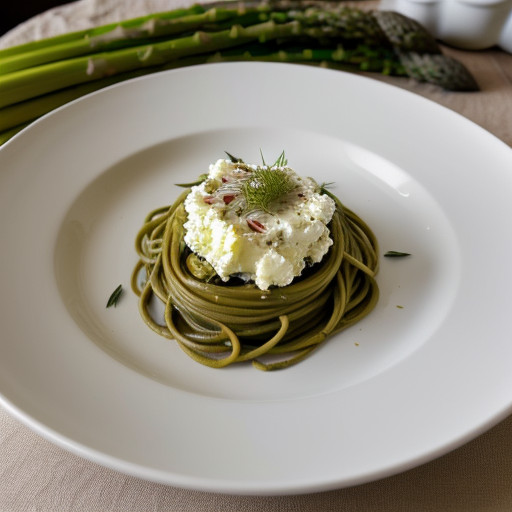 Pasta With Goat Cheese and Asparagus recipe image