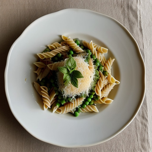 Pasta With Green Peas~ Basil~ & Scallions recipe image
