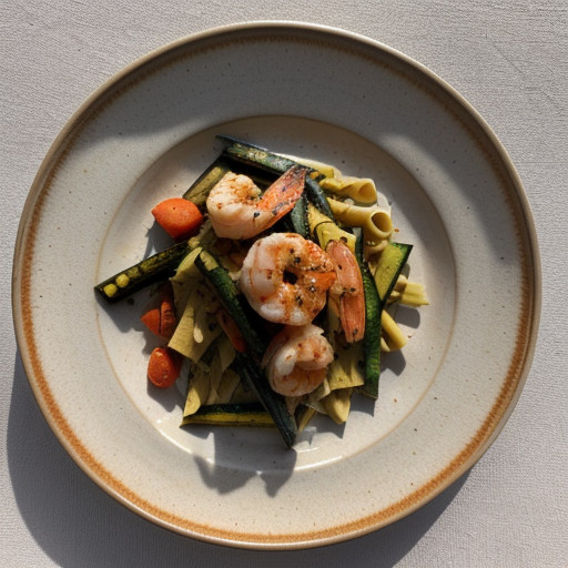 Pasta With Grilled Shrimp & Vegetables Marina recipe image