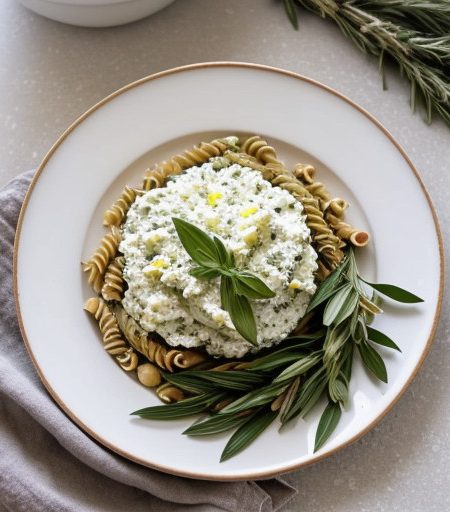 Pasta With Herbed Ricotta and Pine Nuts recipe image
