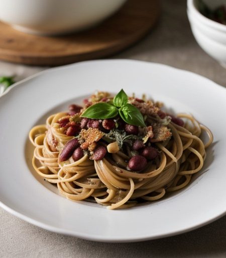 Pasta With Kidney Beans & Bacon. recipe image
