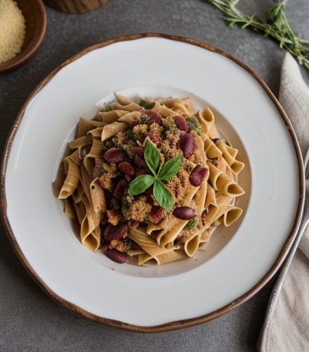 Pasta With Kidney Beans & Bacon. recipe image