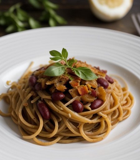 Pasta With Kidney Beans and Bacon. recipe image