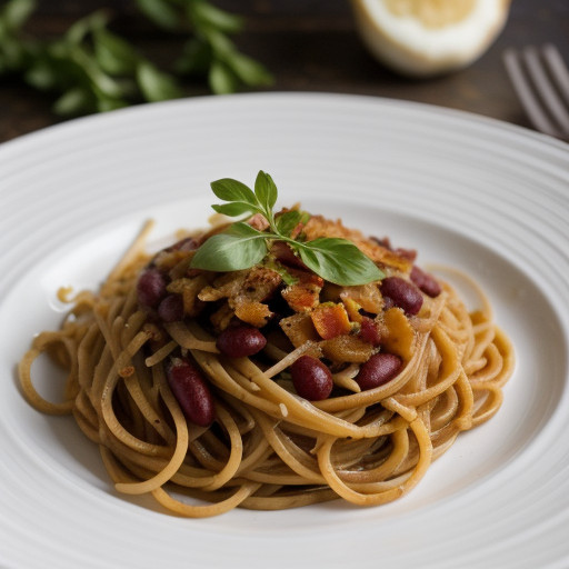 Pasta With Kidney Beans and Bacon. recipe image