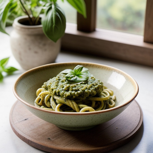 Pasta With Light Basil Pesto recipe image