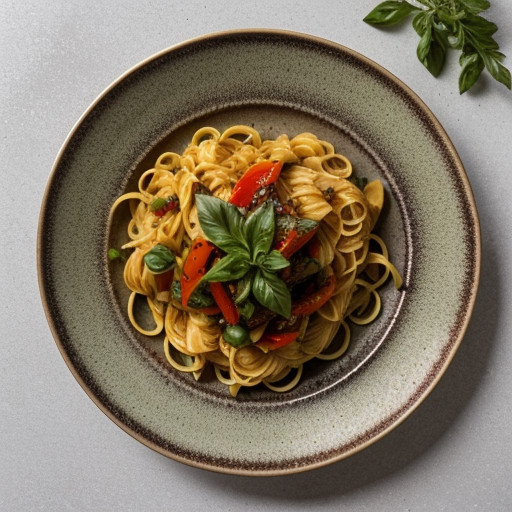 Pasta With Mixed Roasted Peppers Vinaigrette recipe image
