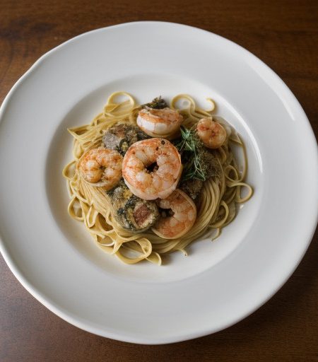 Pasta With Oysters and Shrimp recipe image