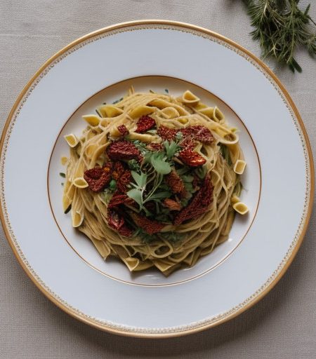 Pasta With Pine Nuts & Sun-Dried Tomatoes recipe image