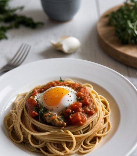 Pasta With Quick Tomato and Garlic Sauce recipe image