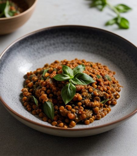 Pasta With Red Pepper & Lentil Sauce recipe image